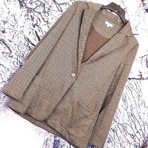 TAN KNIT BLAZER L Max Studio Dark Academia Fall Neutral Brown Grey Office Work
